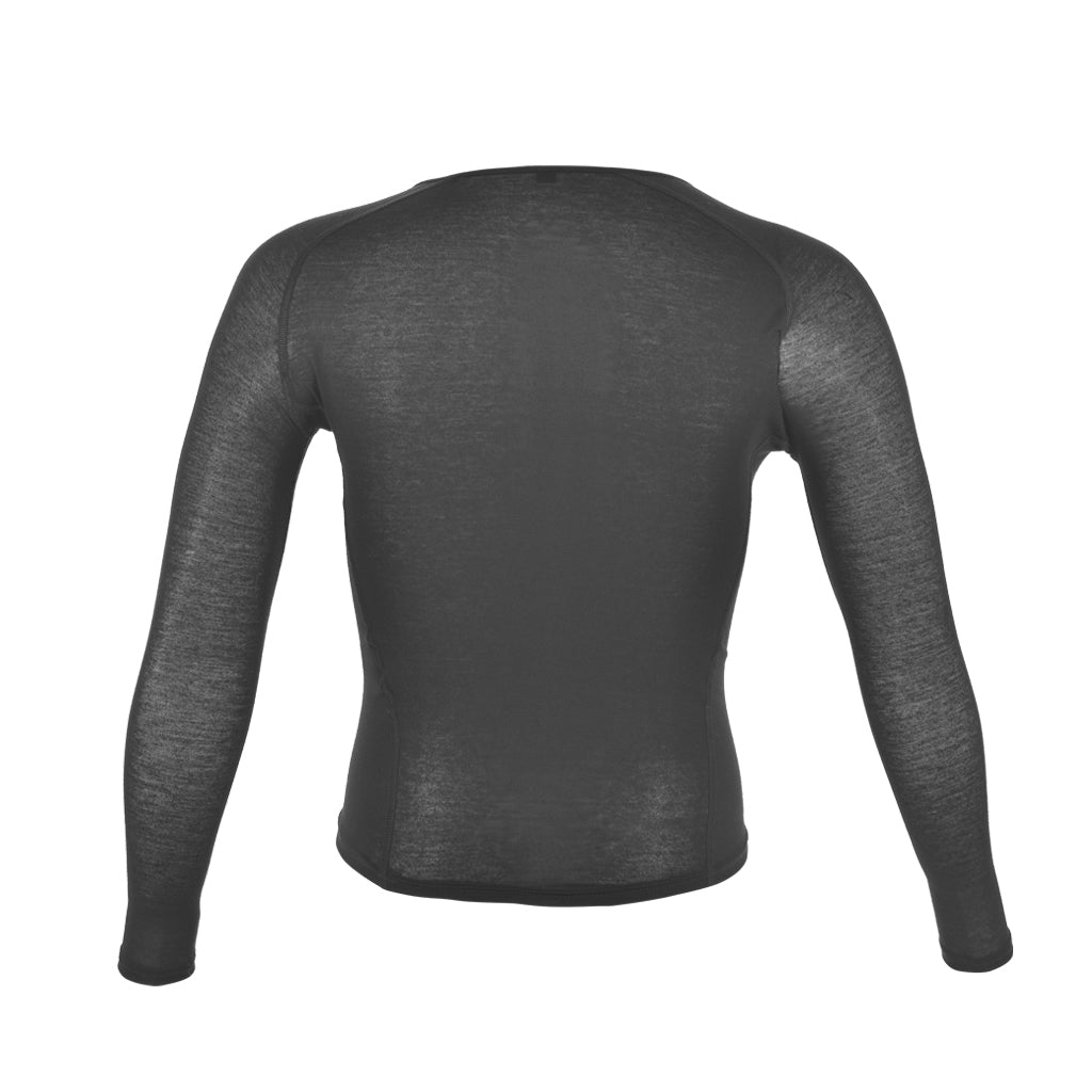 Dieser schwarze 3face Base Layer aus feiner Kaschmirwolle überzeugt durch seine hochwertige Verarbeitung. Das atmungsaktive Naturmaterial bietet optimale Temperaturregulierung und eignet sich besonders für den Einsatz an kühlen Tagen.