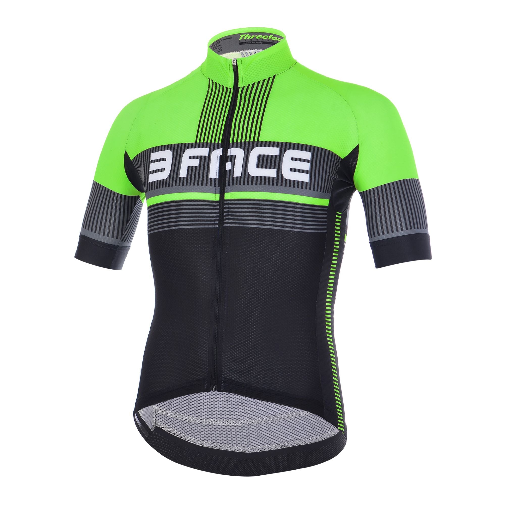 Das 3face Deal Herren-Trikot in Grün und Schwarz überzeugt mit einem modernen, aerodynamischen Schnitt. Die Vorderseite zeigt das enganliegende, atmungsaktive Material, das für optimale Belüftung und Tragekomfort sorgt. Schwarze Einsätze an den Seiten betonen das sportliche Design und bieten eine schlanke Passform. Perfekt für Velofahrer, die Stil und Funktionalität vereinen möchten.