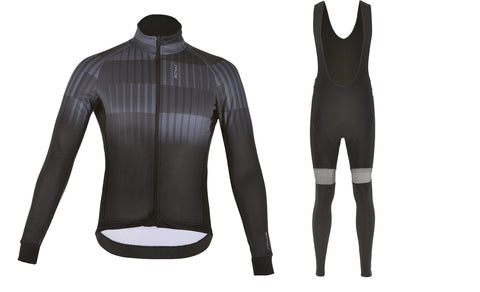 ESTEAM Set Winter: Velohose lang und Winterjacke grau/schwarz
