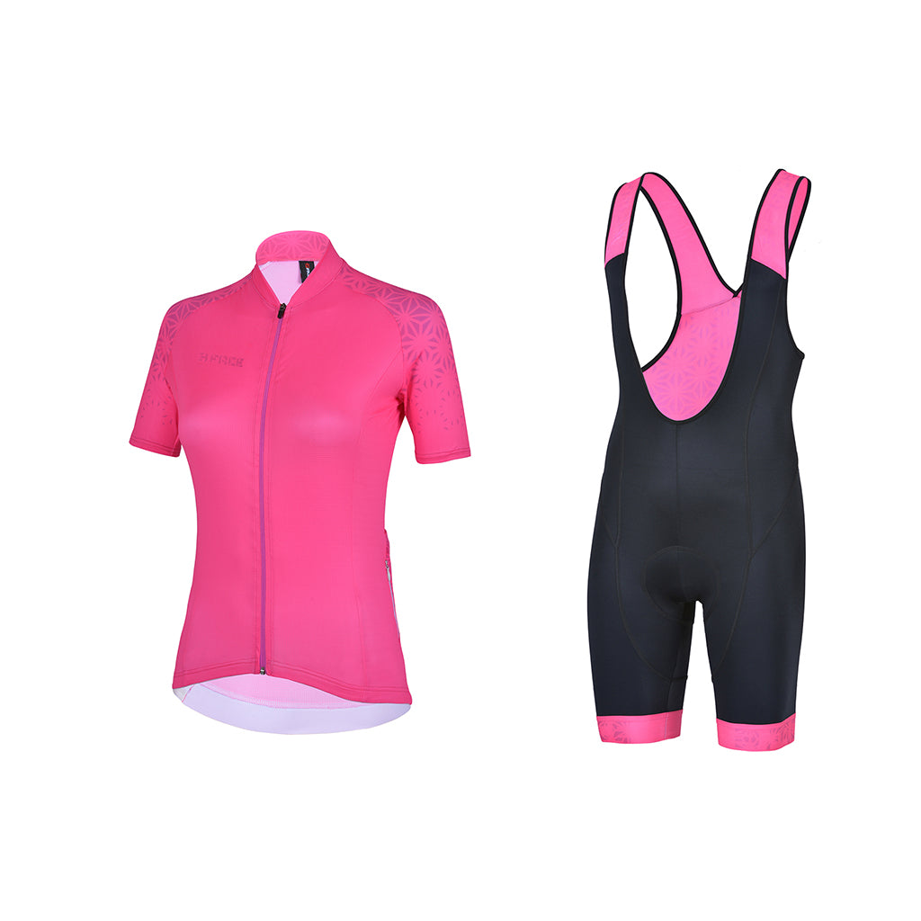 Das rosa Damen-Velo-Set von ESA vereint Funktionalität mit einem femininen Look. Das atmungsaktive Material hält den Körper trocken, während die ergonomische Passform optimale Bewegungsfreiheit bietet. Perfekt für lange Velotouren und intensive Trainingseinheiten.