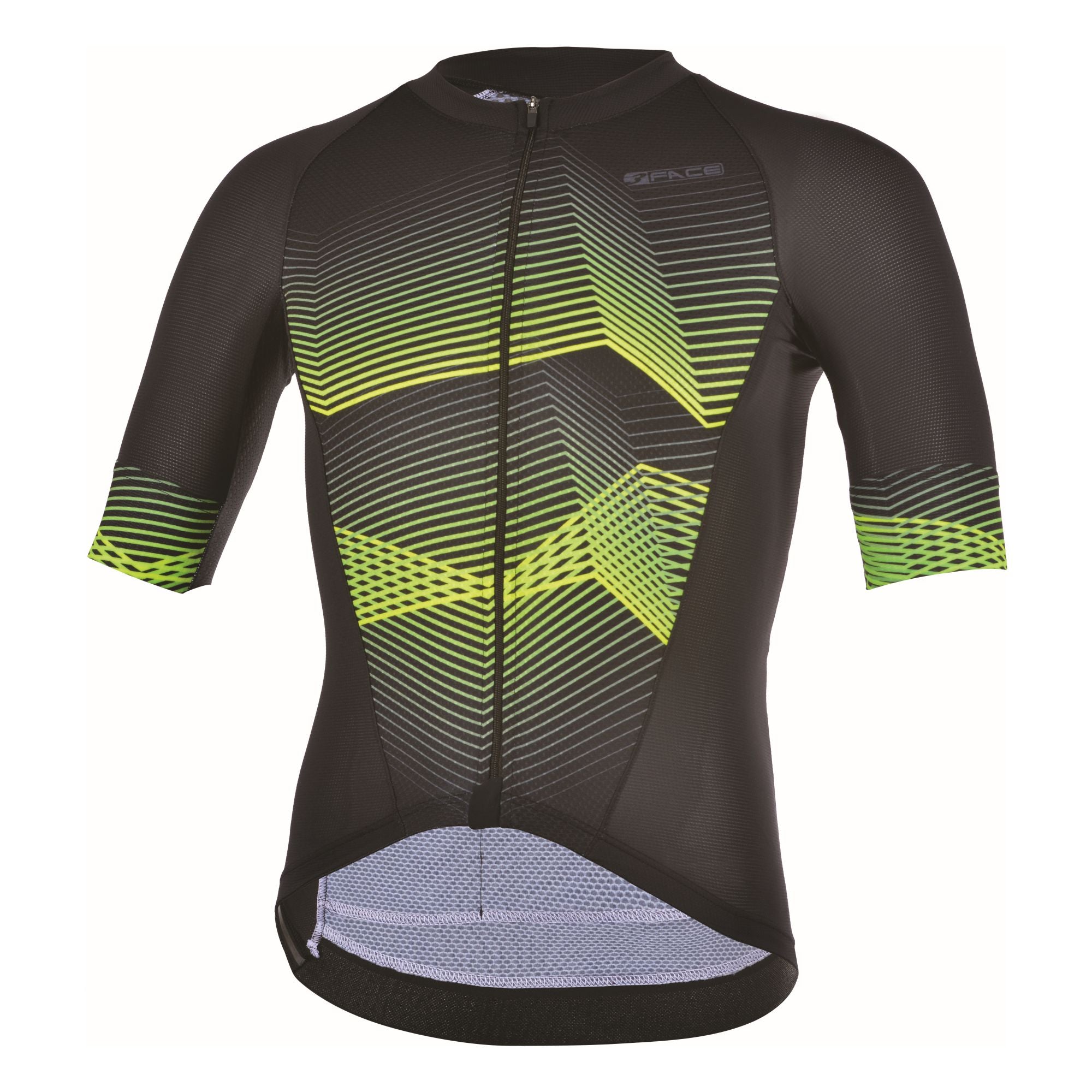 Ein sportliches Herren-Trikot von 3face in Schwarz mit auffälligen gelben Akzenten. Das atmungsaktive Material bietet optimalen Tragekomfort, während das enganliegende Design für eine aerodynamische Passform sorgt. Die gelben Details setzen dynamische Highlights und machen das Trikot zu einem Hingucker auf jeder Velotour. Ideal für ambitionierte Velofahrer, die Funktionalität und Stil schätzen.