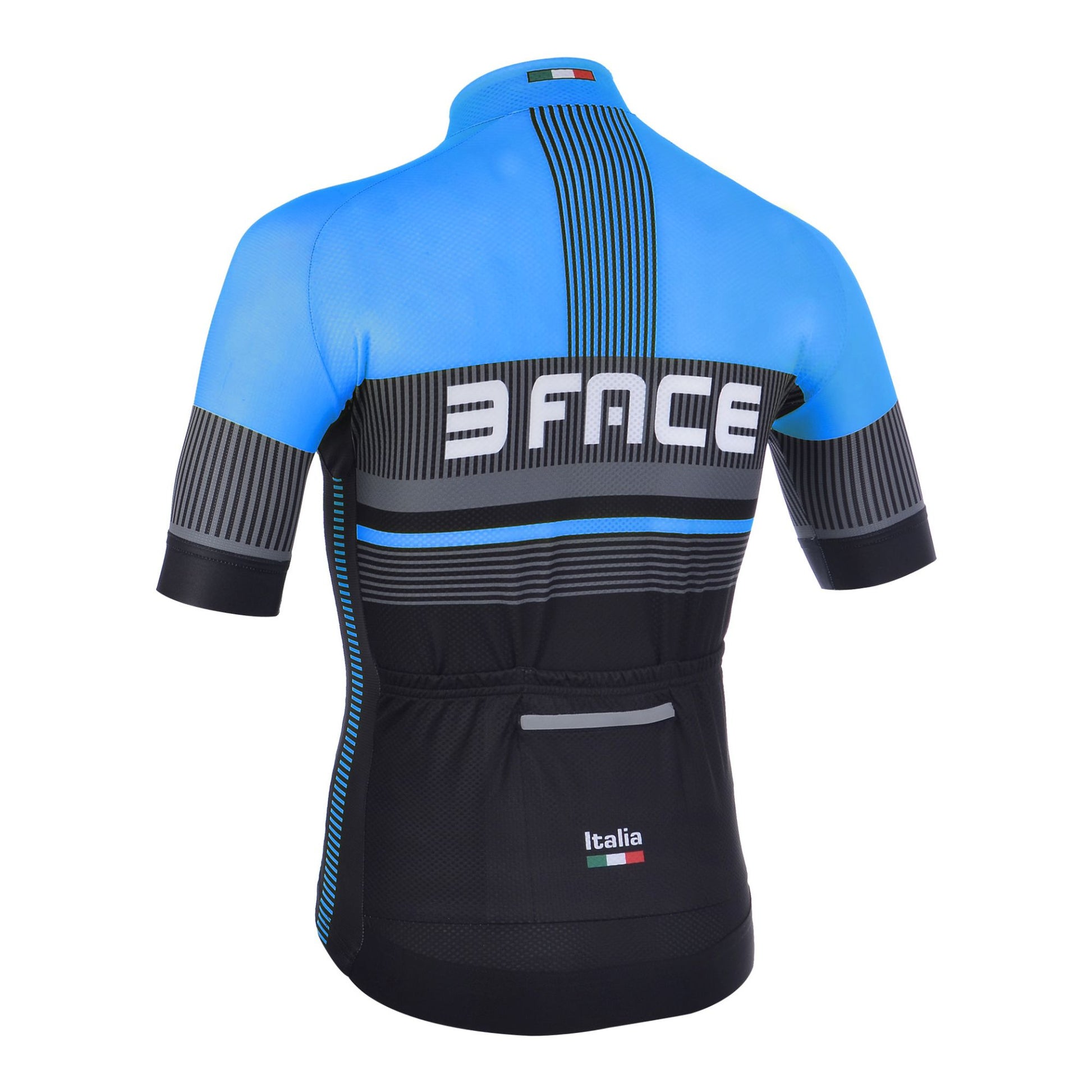 Ein sportliches Velo-Trikot von 3face, Modell Deal, in Schwarz-Blau mit aerodynamischer Passform. Das leichte, feuchtigkeitsregulierende Material sorgt für angenehme Belüftung auf langen Fahrten. Der durchgehende Reissverschluss ermöglicht eine flexible Temperaturregulierung, während die blaue Farbgebung frische Akzente setzt. Perfekt für ambitionierte Velofahrer.