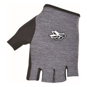 Graue Velo-Handschuhe von 3face mit rutschfester Innenfläche und auffälligem gelbem Logo. Das elastische, atmungsaktive Material sorgt für eine ideale Passform und bietet maximalen Halt auf dem Lenker. Perfekt für sportliche Velotouren und lange Fahrten.