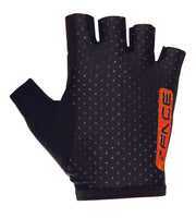 Schwarze Velo-Handschuhe von 3face mit rutschfester Innenfläche und auffälligem orangem Logo. Das elastische, atmungsaktive Material sorgt für eine ideale Passform und bietet maximalen Halt auf dem Lenker. Perfekt für sportliche Velotouren und lange Fahrten.